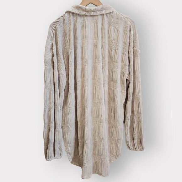 NWT Free People My Best Velvet Blouse Shirt Tunic in Silver Winter Fog Sz. M - Picture 6 of 11